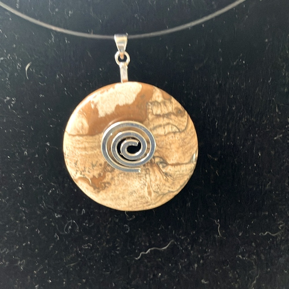 Wood Agate Donut Necklace
